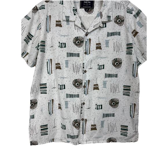 Men's MBX Premium Goods Shirt L Short Sleeve Button Up All Over Graphic Print - Picture 3 of 12